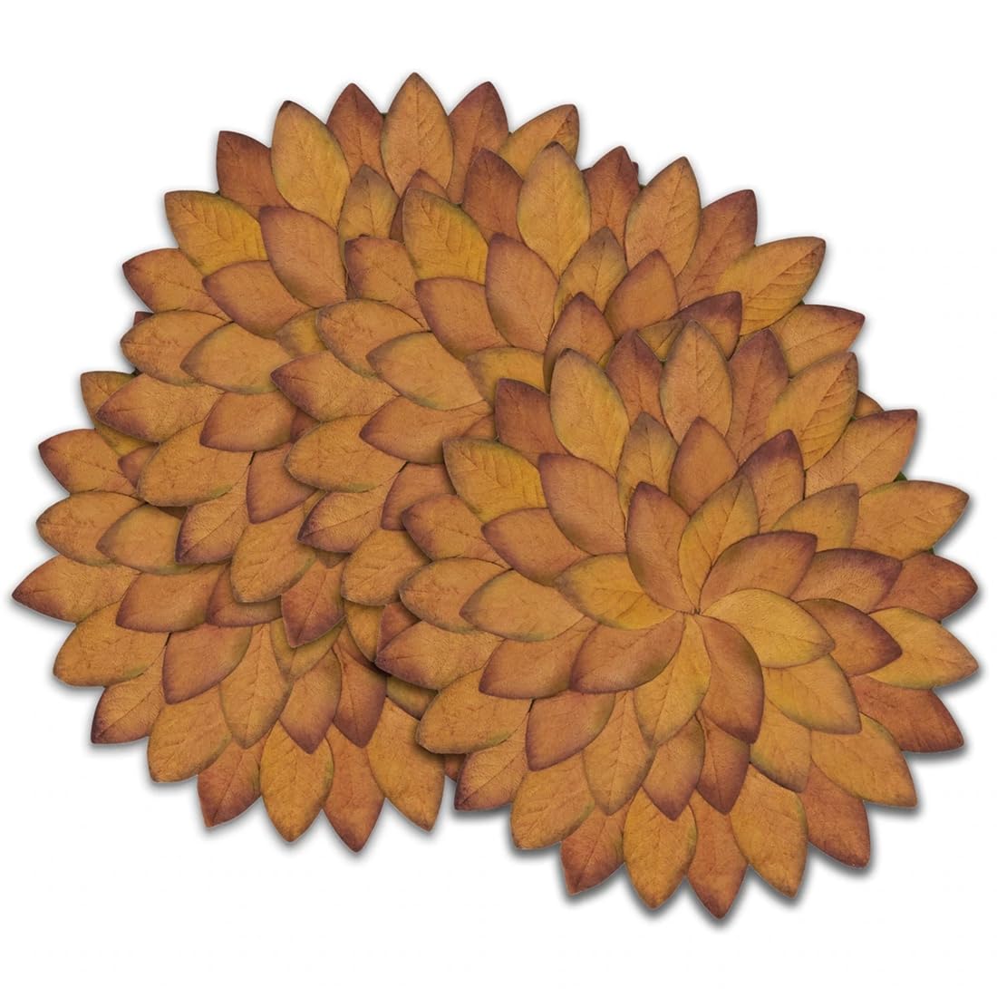 Fennco Styles Harvest Fall Leave Holiday Placemats 15" Round, Set of 4 - Copper Leaf Pattern Design Table Mat for Home Décor, Autumn Festivals, Family Gathering, Thanksgiving and Special Events