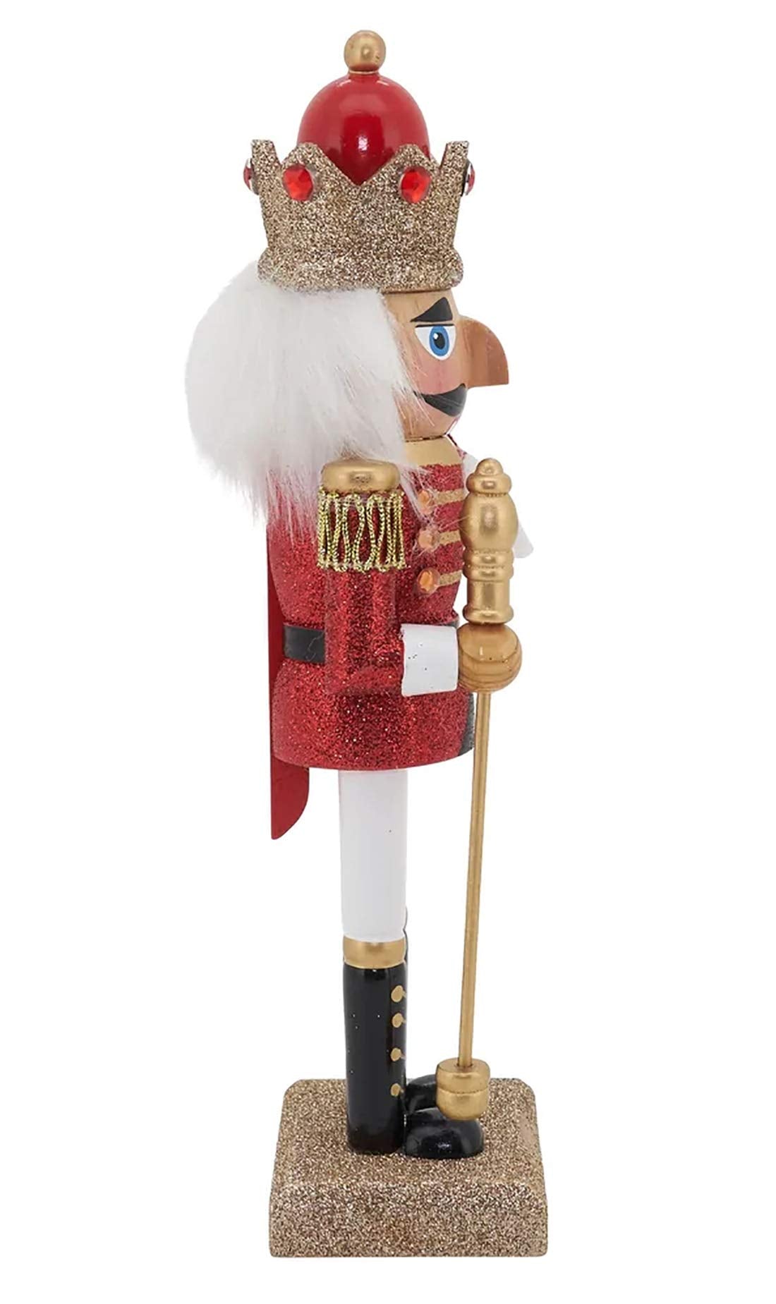 Fennco Styles Handmade Wood Creative Christmas Figurine - Red Glitter Soldier Nutcracker for Christmas Décor Holiday, Home, Tabletop and Kids Room Decorations