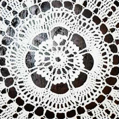 Fennco Styles Medallion Collection Handmade Crochet Cotton Tablecloth 90 x 90 Inch - Ecru Round Table Toppers for Wedding, Banquest, Special Events and Home Décor