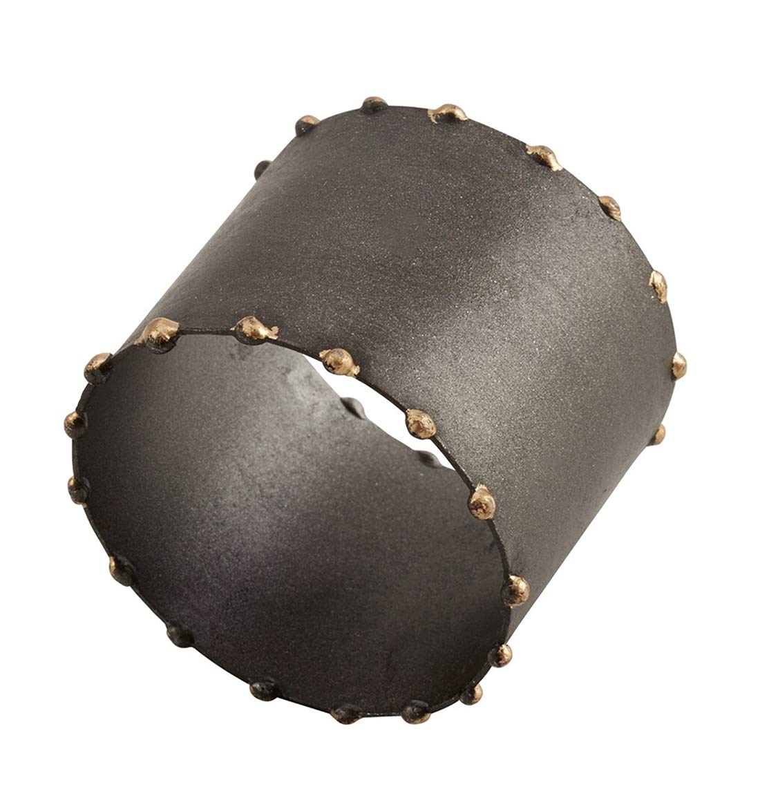Fennco Styles Modern Dot Rim Iron Napkin Rings, Set of 4 - Metal Decorative Napkin Holders for Home, Dining Room, Banquet, Family Gathering, Holiday and Special Occasion