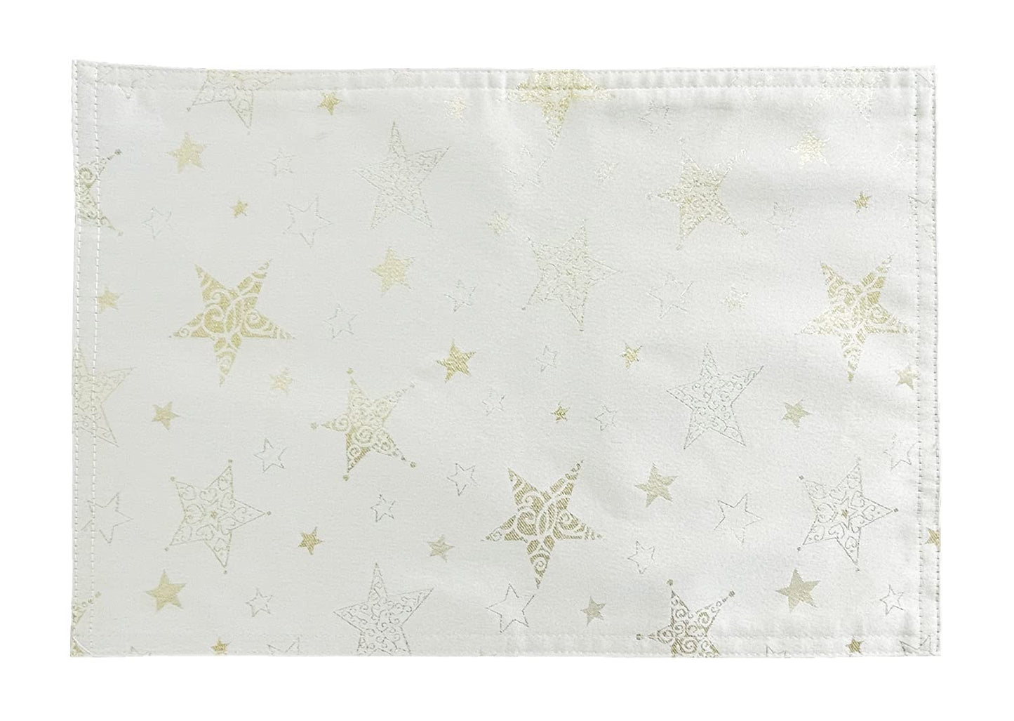 Fennco Styles Holiday Embroidered Metallic Star Table Runner 16" W x 54" W - Ivory Woven Table Cover for Home Décor, Banquet, Family Gathering, Christmas, Special Occasion