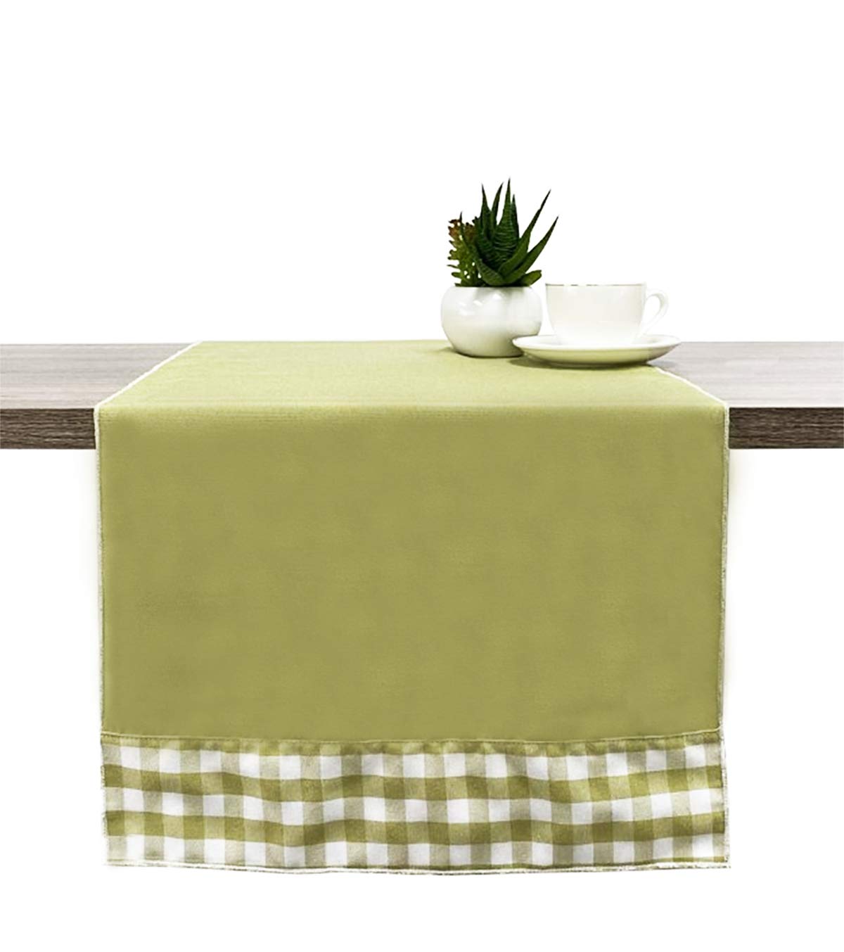 Fennco Styles Handmade Reversible Checkered Border Design Table Runner - Check Table Cover for Home, Dining Table, Banquet and Special Occasion