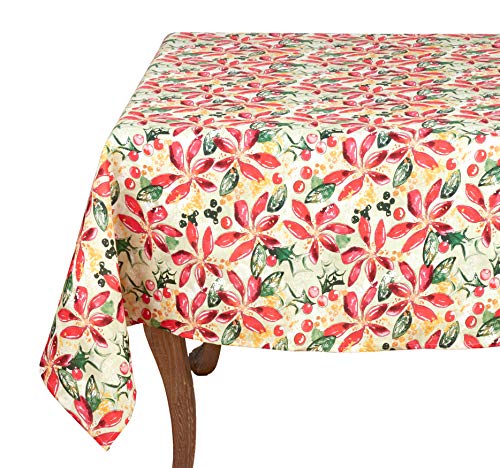 Fennco Styles Beautiful Holiday Wild Floral 100% Linen Tablecloth, 60"x60" Square