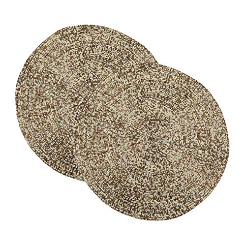 Fennco Styles Parle Noël Collection Contemporary Silver Glass Beads Placemats 14 x 14 Inch Round, Set of 2 – Hand Beaded Table Mat for Banquets, Family Gathering, Special Events and Home Décor