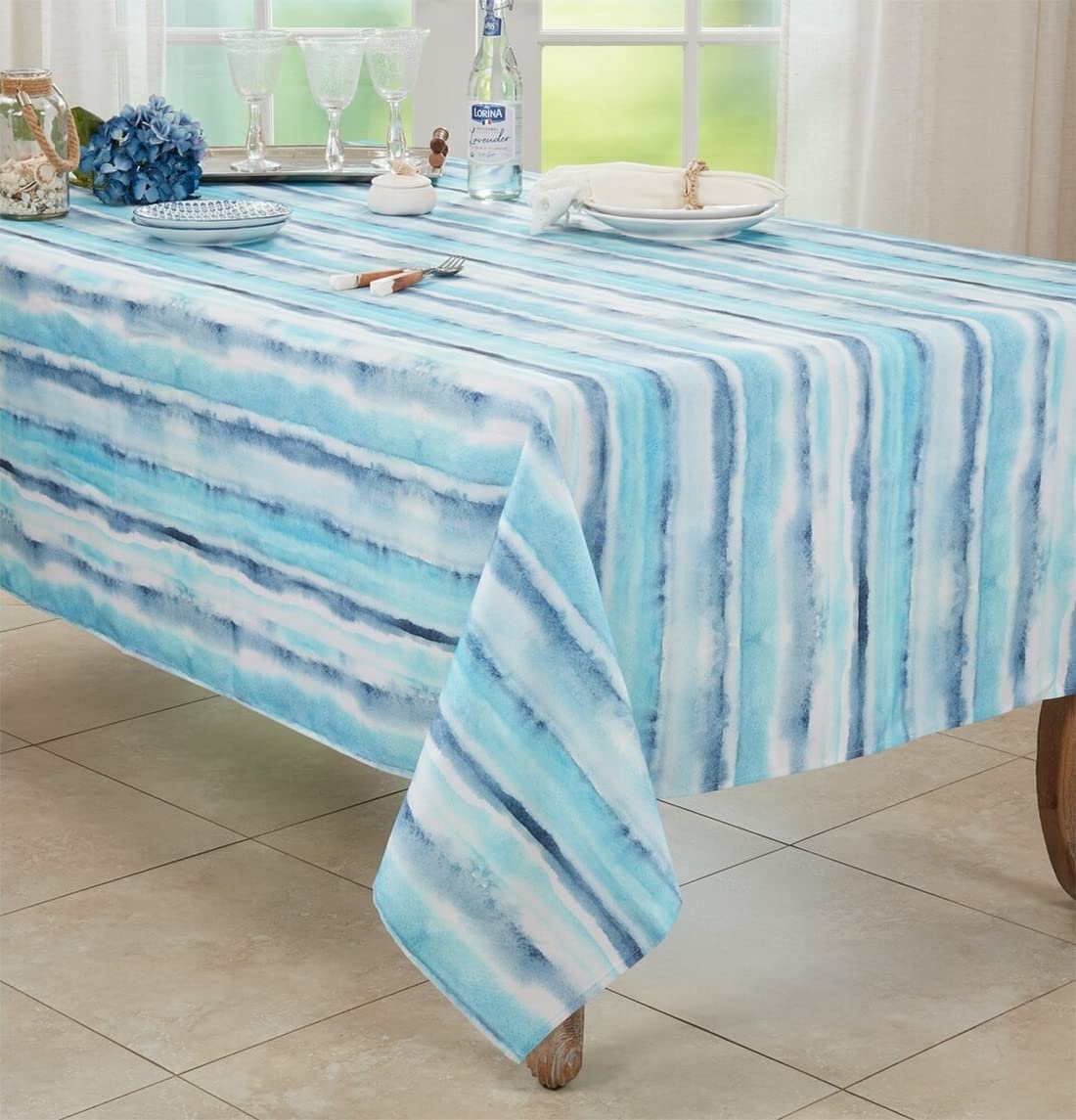 Fennco Styles Soft Watercolor Design Table Runner 16 x 70 Inch – Blue Table Cover for Home Décor, Dining Table, Banquets, Holidays and Special Events