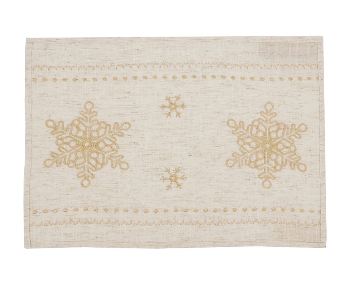 Fennco Styles Metallic Gold Embroidered Snowflake Christmas Table Runner 16" W x 72" L