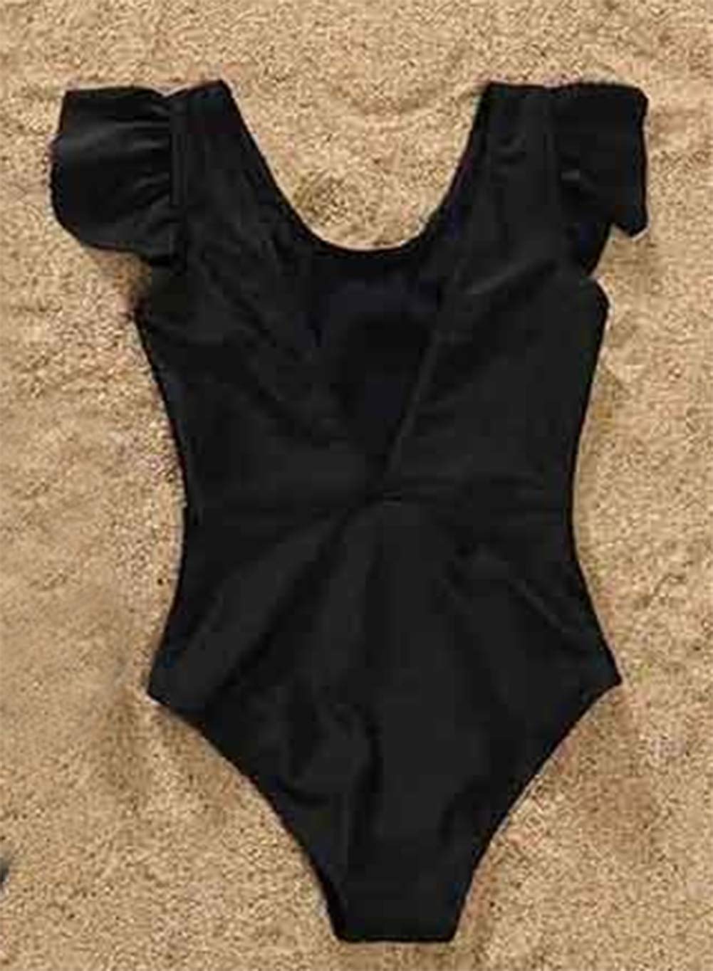 stylesilove Mommy and Me Ruffle One Piece Swimsuit Black Matching Family Bathing Suit Beach Pool Swimwear