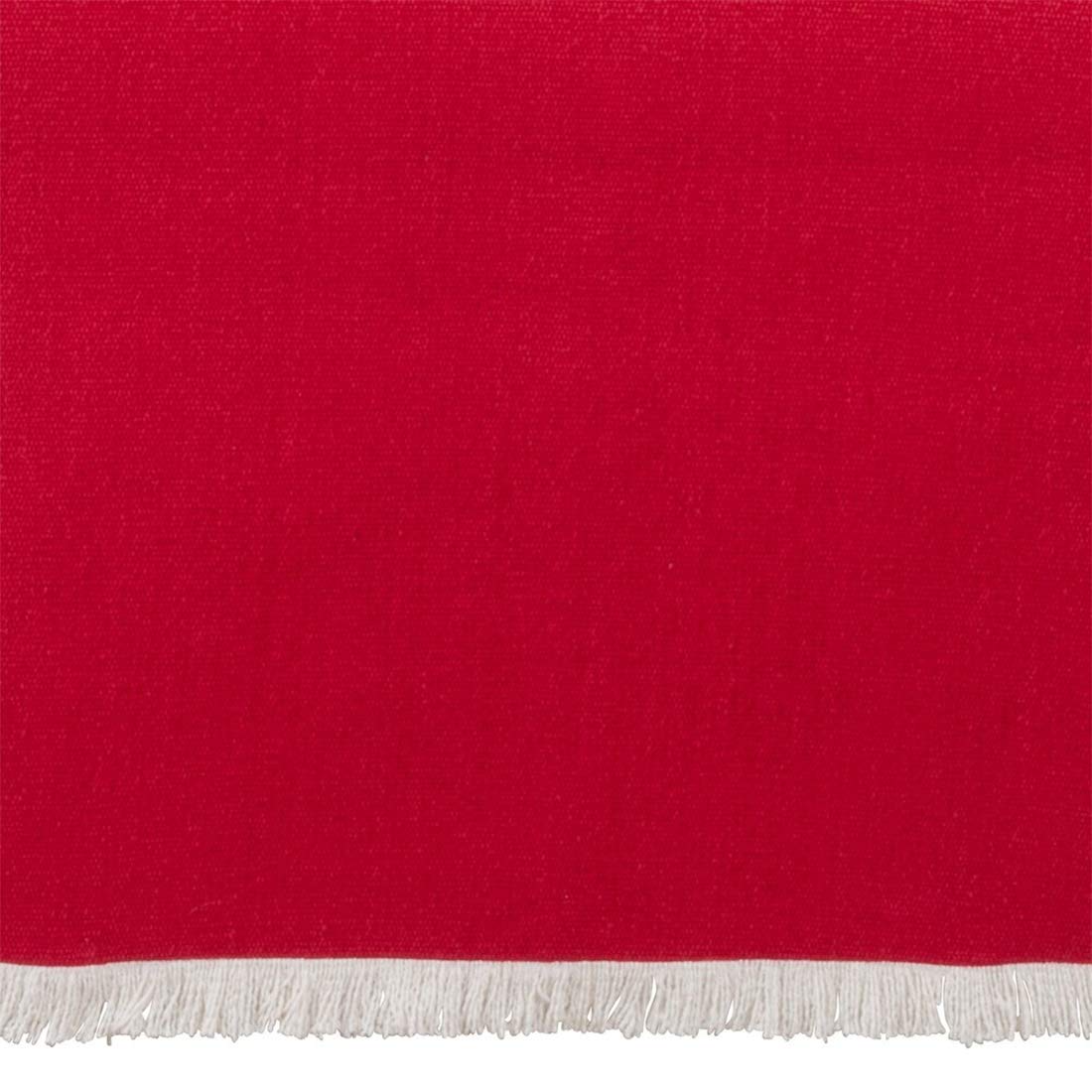 Fennco Styles Fringe Border Design Cotton Table Runner 16" W x 72" L - Table Cover for Christmas, Holiday, Dining Table, Everyday Use, Banquets and Special Occasion