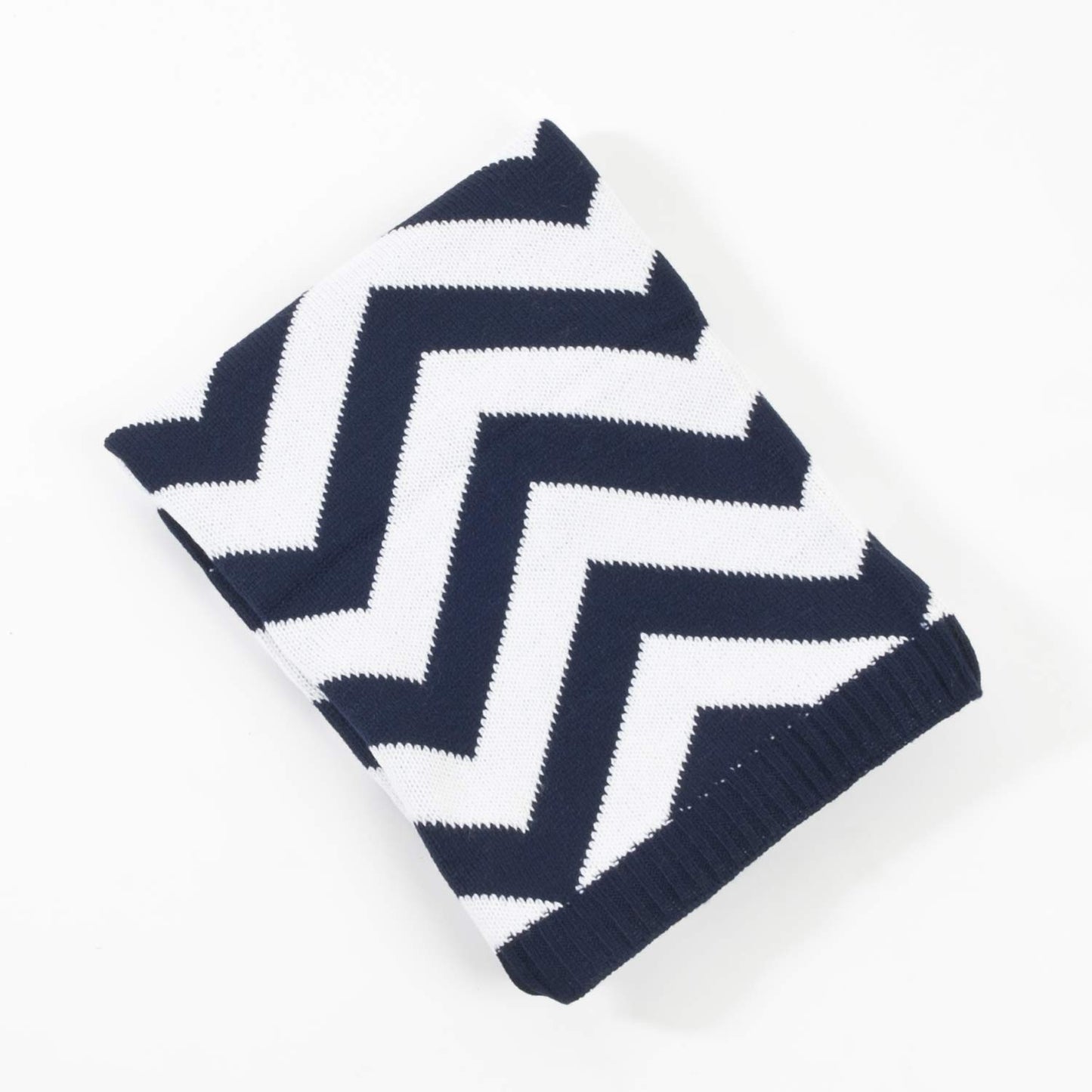 Fennco Styles Knitted Chevron Soft Baby 30 x 40 Inch Throw - Navy Throw Blanket for Baby Shower, Holiday, and Baby Room Decor, Photo Prop
