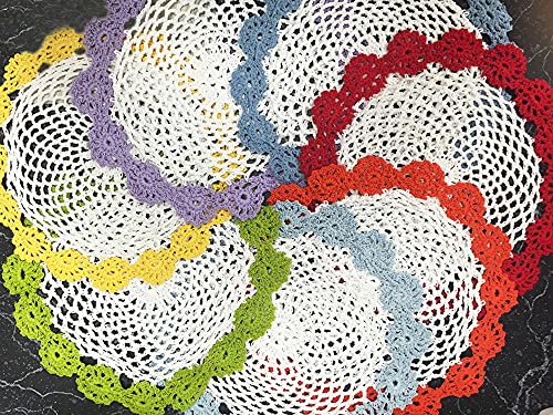 Fennco Styles Handmade Two-Tone Floral Crochet Tray Doily, 9" Round - Cloth Placemat for Everyday Use, Holidays, Home Décor, Cocktail Party, Tea Party, Special Occasion