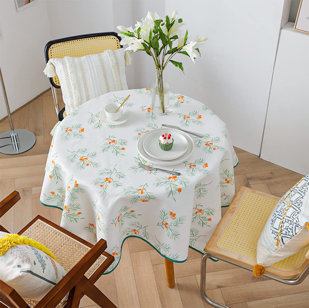 Fennco Styles Garden Floral Print Tablecloth 55" W x 55" L - Yellow Flowers Wrinkle-Free Washable Table Cover for Everyday Use, Banquets, Holidays, Indoor Outdoor Events and Special Occasions