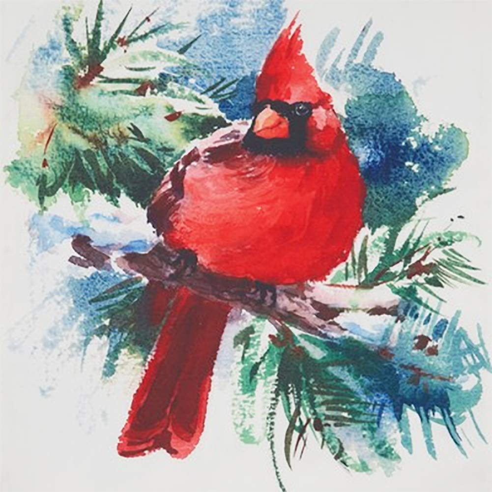 Fennco Styles Watercolor Christmas Cardinal Table Runner 16" W x 70" L - Multicolored Table Cover for Christmas Décor, Home, Banquet, Family Gathering, Holiday and Special Occasion