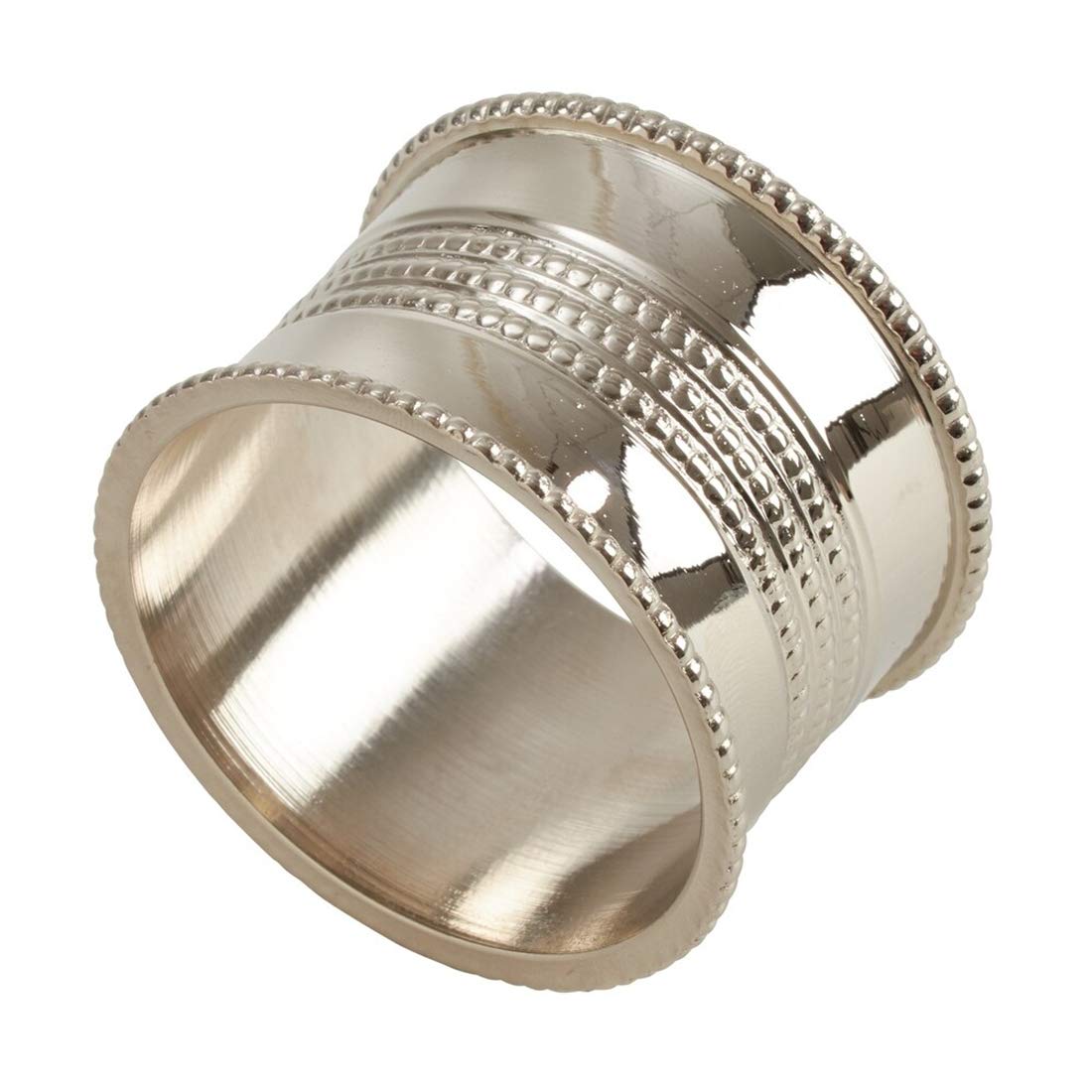Fennco Styles Elegant Dotted Design Metal Napkin Rings, Set of 4 - Silver Napkin Holders for Home, Dining Room, Banquet, Family Gathering, Holiday and Special Occasion