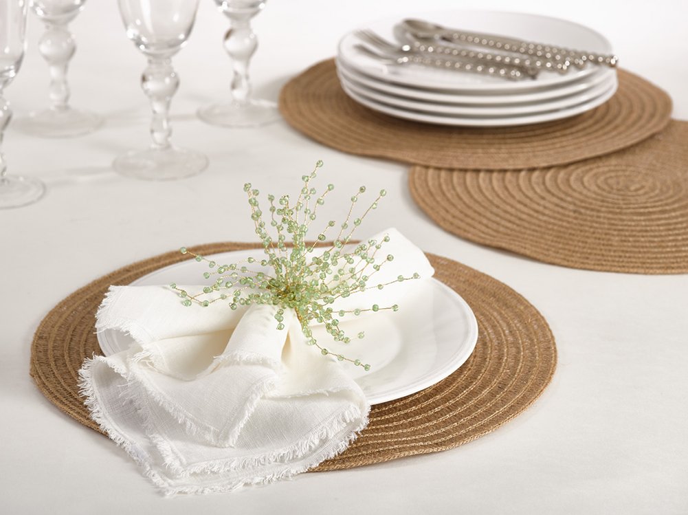 Fennco Styles Jute Natural Design 15-inch Round Placemat - Set of 4