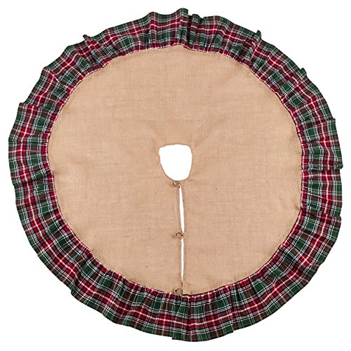 Fennco Styles Edinburgh Collection Holiday Plaid Ruffle Design Jute Christmas Stocking