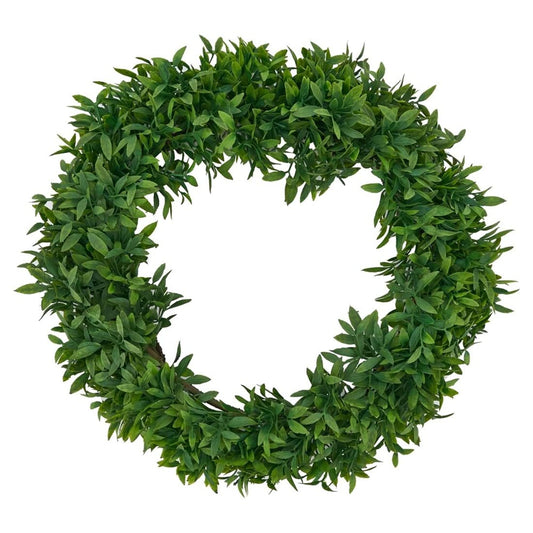 Fennco Styles Holiday Green Capsicum Wreath 12" Round - Artificial Leaf Wreath for Christmas, Home, Tabletop, Front Door, Entryway, Wall and Window Decorations