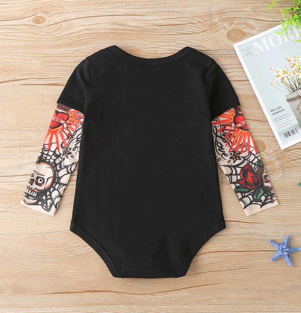 Styles I Love Infant Baby Boys Girls Printed Romper Tattoo Sleeve Cotton Bodysuit Holiday Halloween Outfit