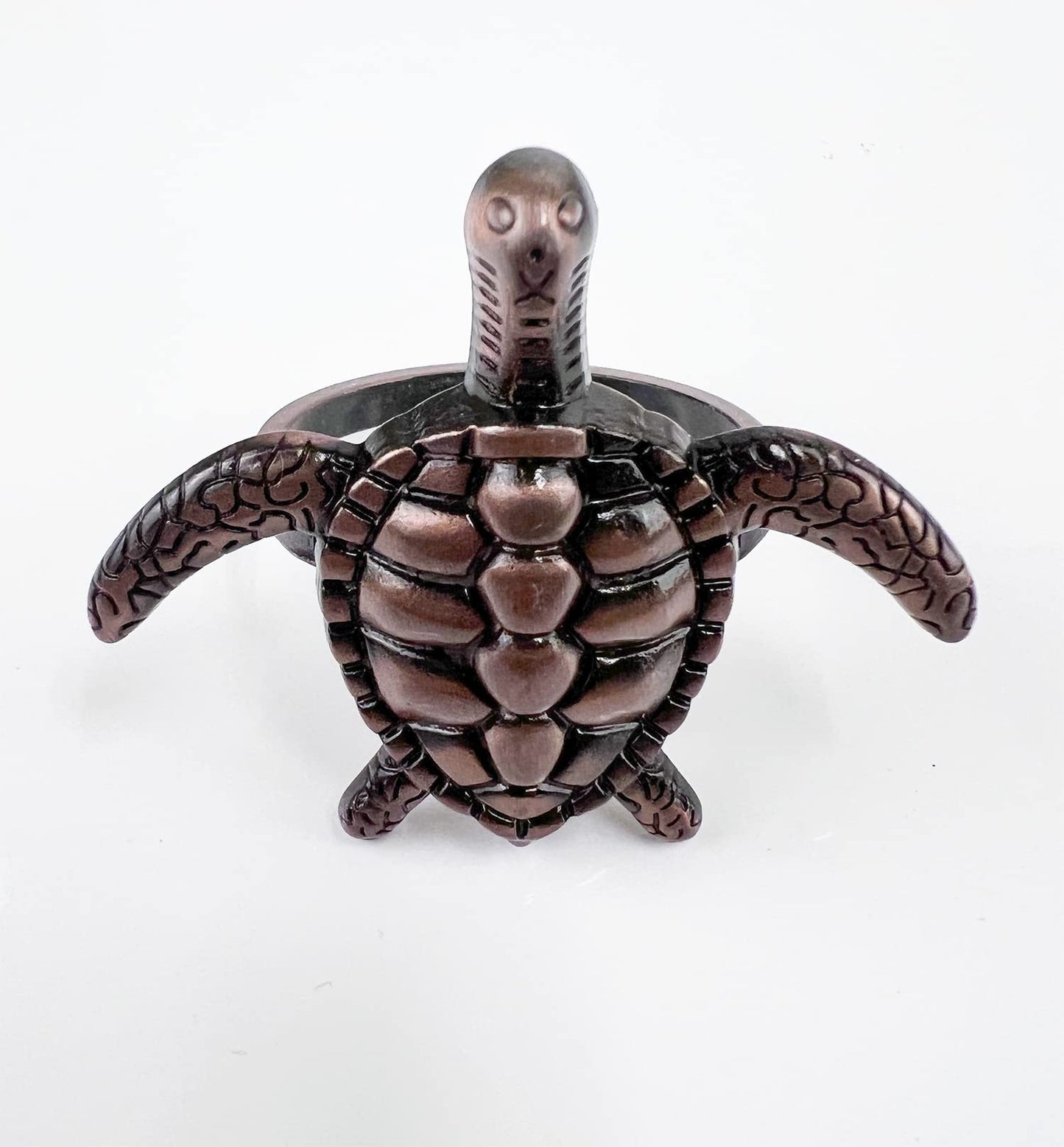 Fennco Styles Nature's Touch Sea Turtle Metal Napkin Rings, Set of 4 – Bronze Sea Creatures Napkin Holders for Family Dinner, Themed Party, Table Décor, Banquets, Holidays and Special Occasion