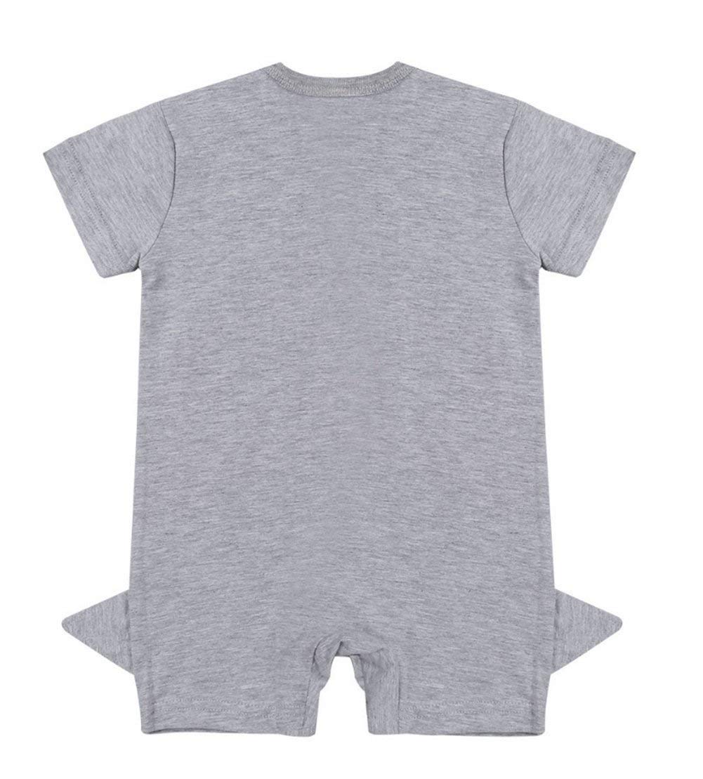 stylesilove Infant Baby Boys Grey Shark Cotton Romper Jumpsuit Spring Summer Casual Outfit