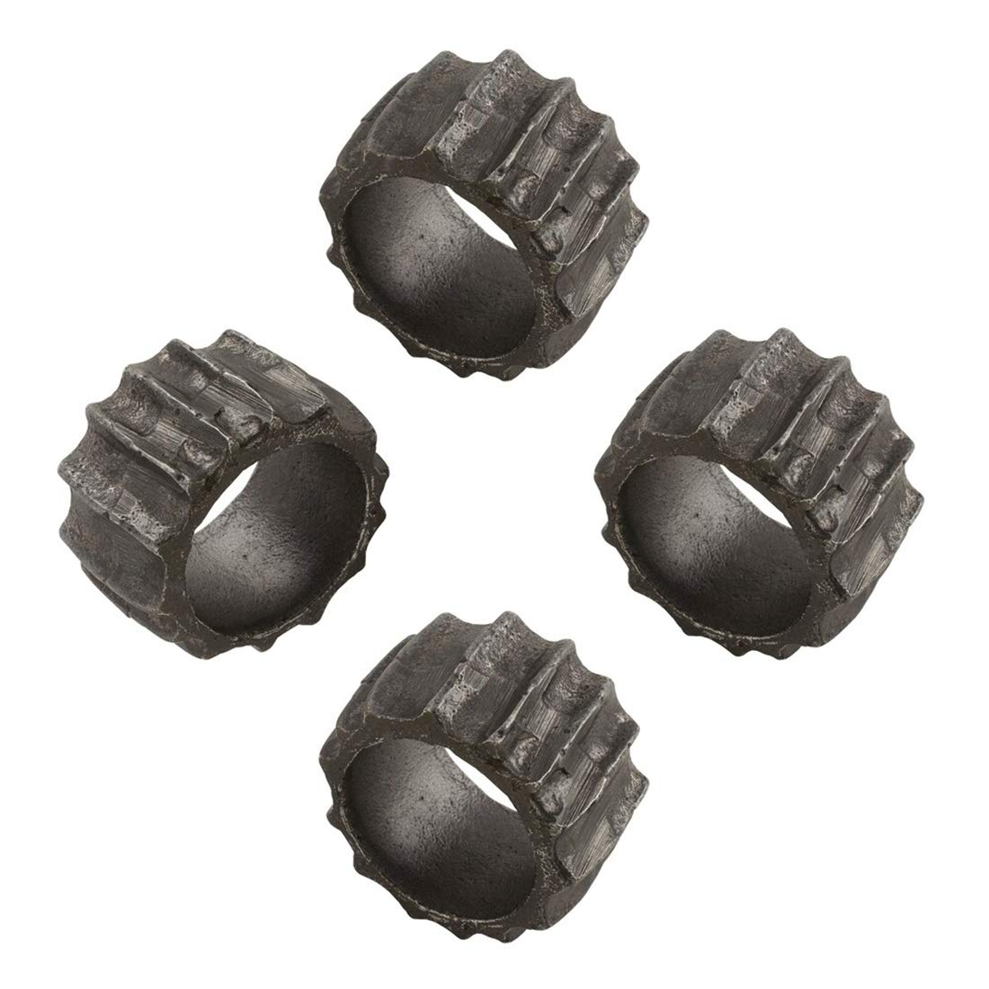 Fennco Styles Contemporary Ribbed Design Metal Napkin Rings, Set of 4 - Aluminum Napkin Holders for Home, Dining Room, Banquet, Family Gathering, Holiday and Special Occasion
