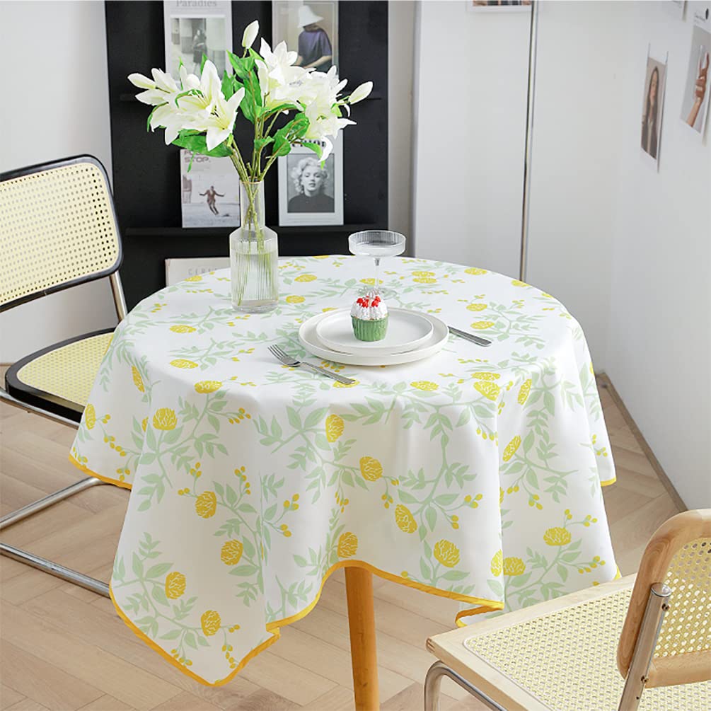 Fennco Styles Garden Floral Print Tablecloth 55" W x 55" L - Yellow Flowers Wrinkle-Free Washable Table Cover for Everyday Use, Banquets, Holidays, Indoor Outdoor Events and Special Occasions