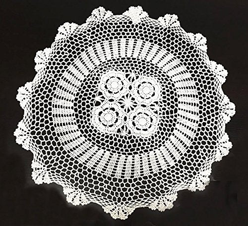 Fennco Styles Handmade Crochet Lace Centerpiece Cotton Doilies, 24-inch Round (1-Pack, White)