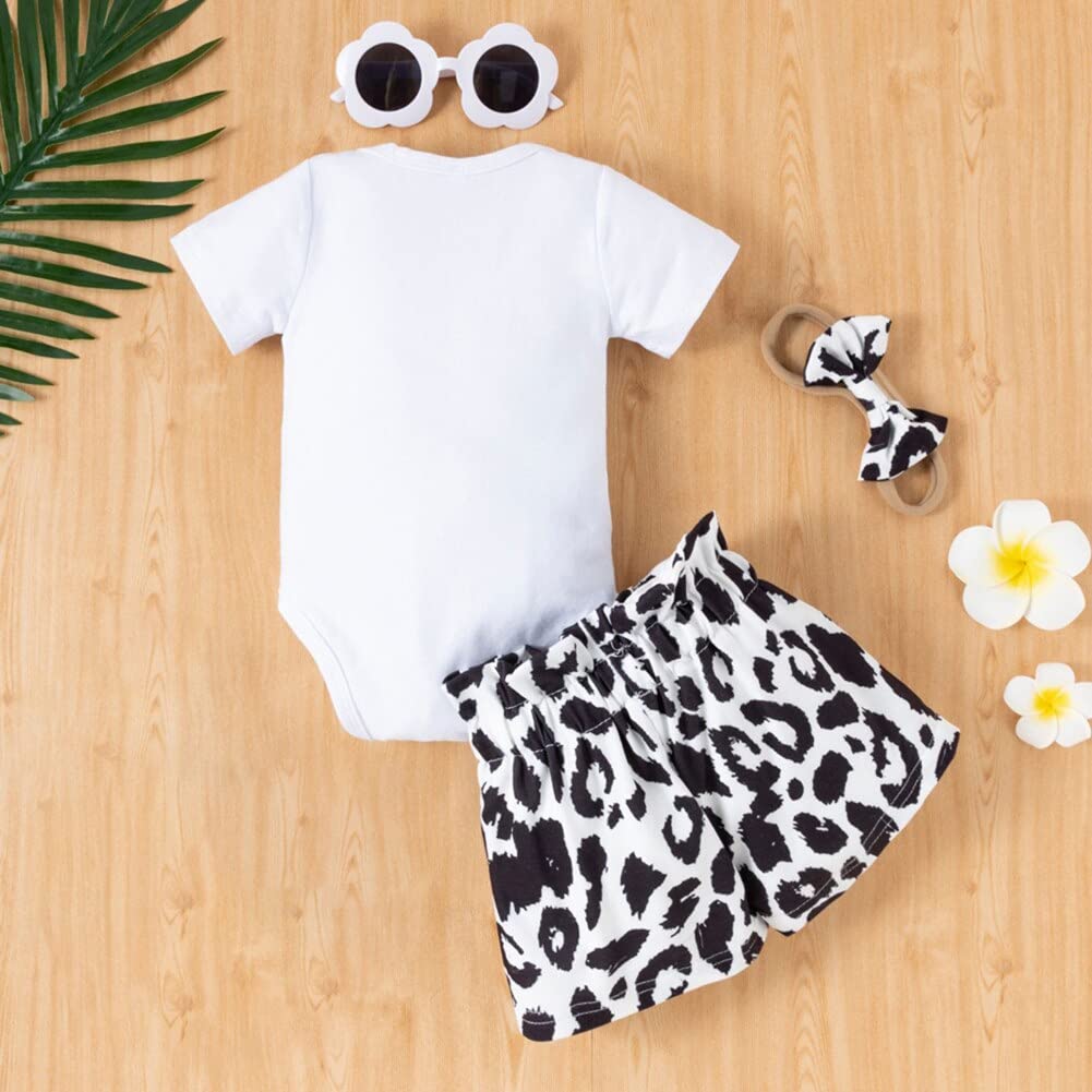 stylesilove Infant Baby Girls Little Sister Bodysuit and Dalmatian Dot Shorts, Bow Headband 3pcs Short Sleeve Cotton Outfit