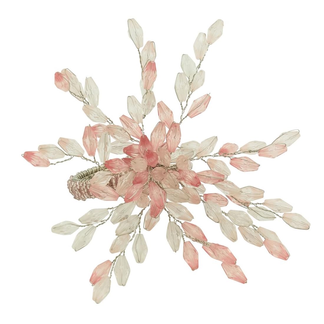 Fennco Styles Hand Beaded Flower Design Decorative Napkin Rings, Set of 4 - Glass Beads Napkin Holders for Home, Dining Table, Banquets, Christmas Décor and Special Occasion