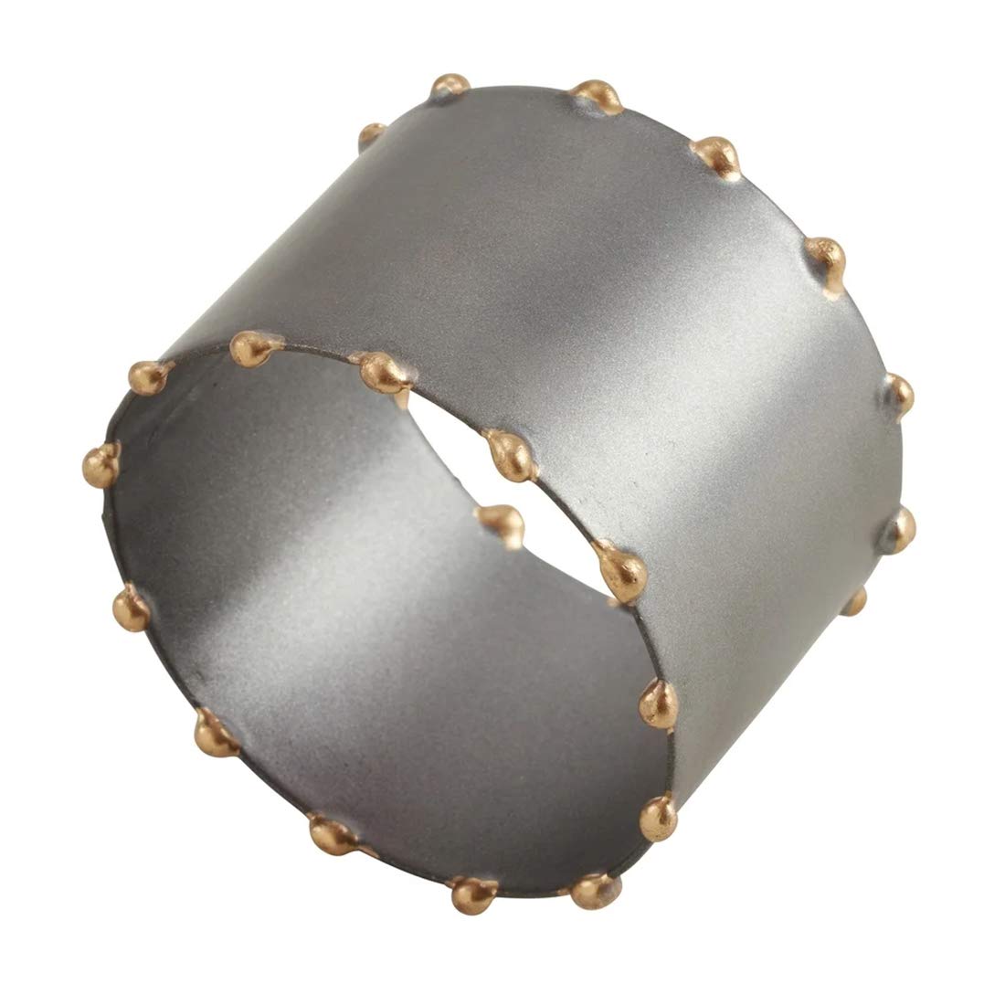 Fennco Styles Modern Dot Rim Iron Napkin Rings, Set of 4 - Metal Decorative Napkin Holders for Home, Dining Room, Banquet, Family Gathering, Holiday and Special Occasion