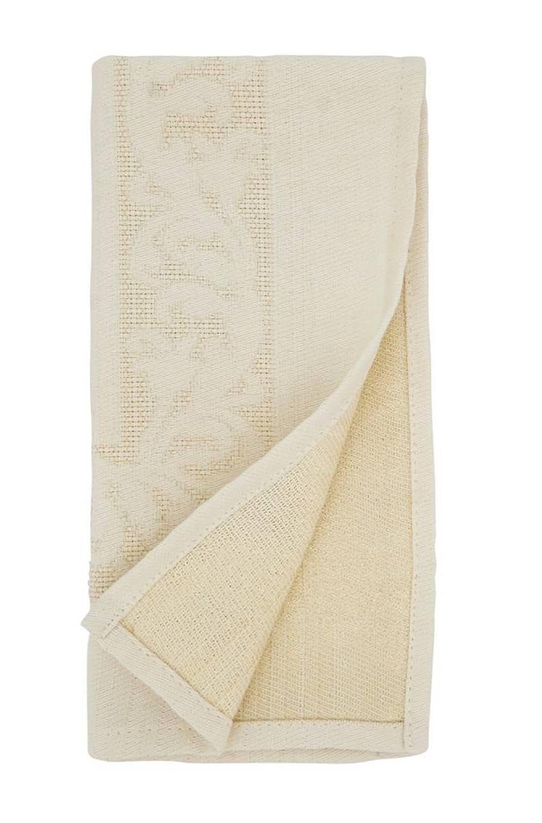 Fennco Styles Ecru Jacquard Floral Tablecloth 65" W x 90" L Rectangle Flower Table Cover