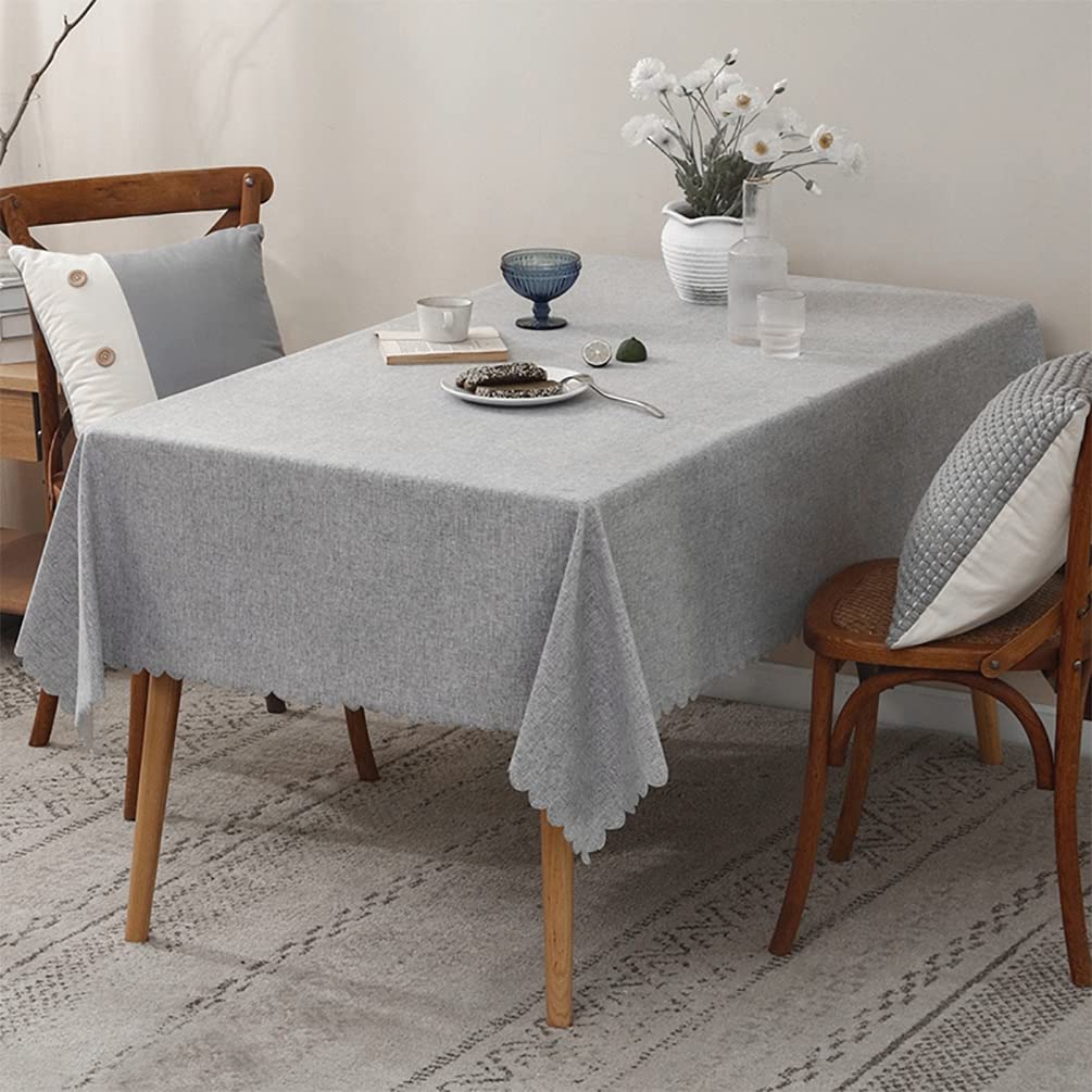 Fennco Styles Woven Solid Color Scalloped Tablecloth
