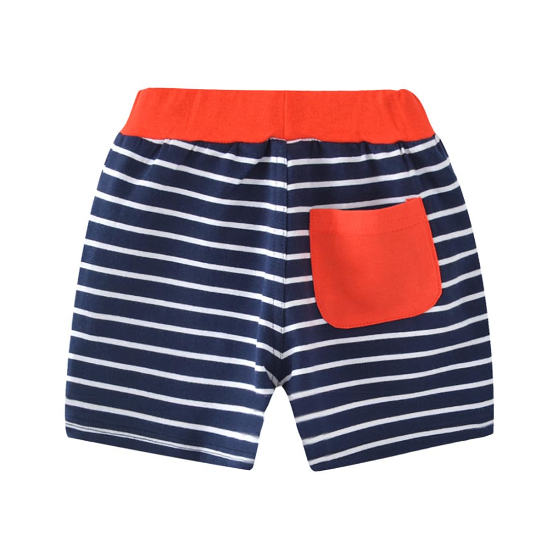 stylesilove Toddler Little Boys Striped Blue Elastic Drawstring Shorts with Pocket Summer Pull-On Everyday Cotton Shorts