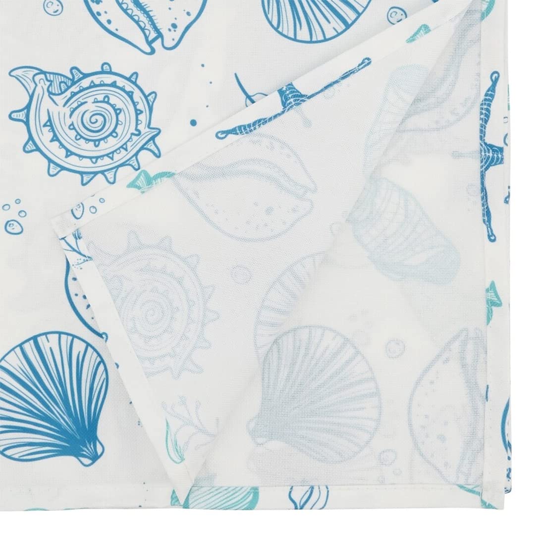 Fennco Styles Coastal Seashells Table Runner 16" W x 70" L - Blue Sealife Nautical Table Cover for Dining Room Decor, Everyday Use, Summer Gathering, Banquets, and Special Occasions