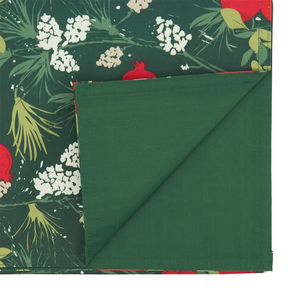 Fennco Styles Pomegranate Design Holiday Table Runner 16" W X 54" L - Red & Green Harvest Table Cover for Christmas, Seasonal Décor, Banquet, Family Gathering and Special Events