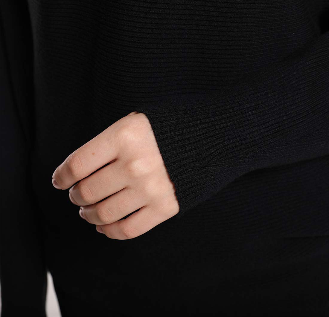 Styles I Love Women Autumn Winter Two-Tone Boat Neck Batwing Sleeve Pullover Knitted Sweater Long Sleeve Loose Top