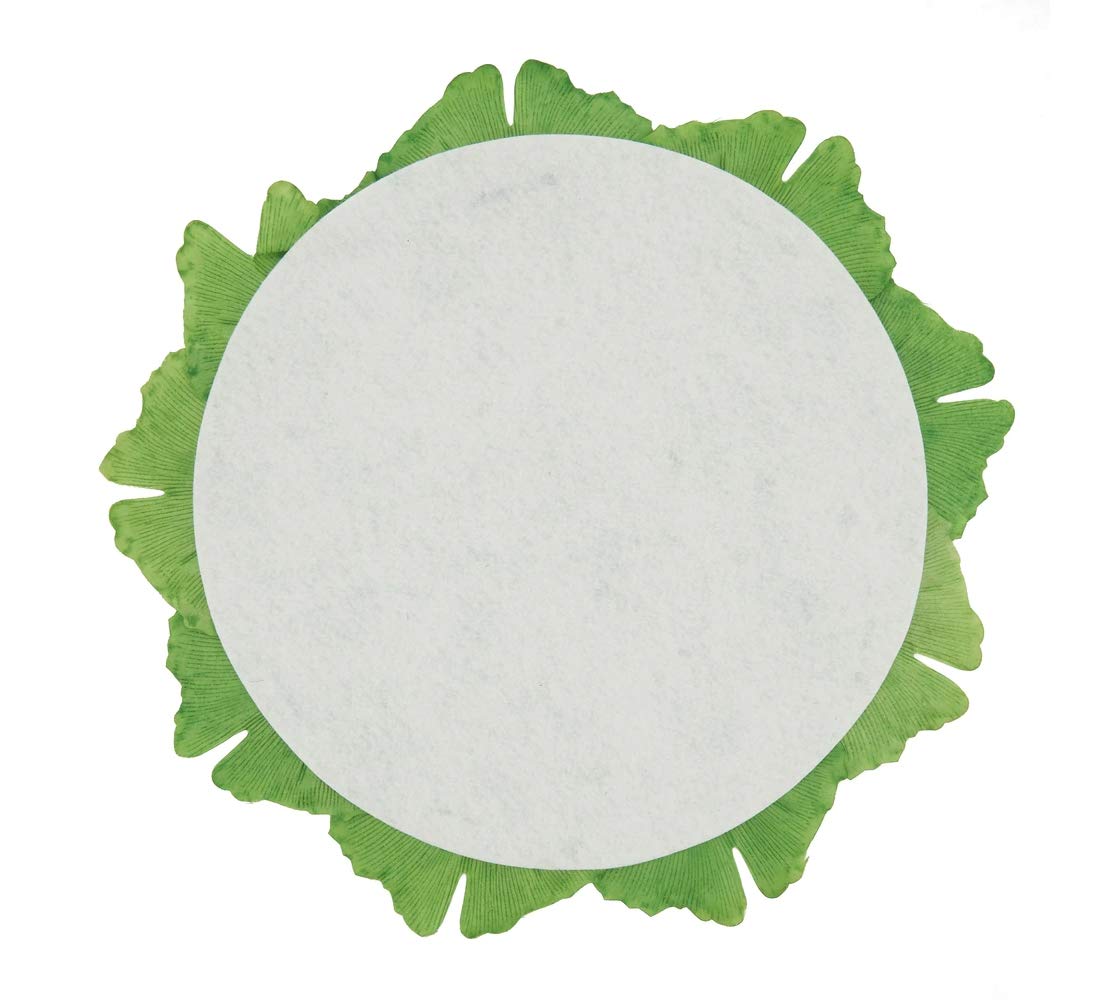 Fennco Styles Unique Ginkgo Leaf Placemats 14 Inches Round, Set of 4 – Green Modern Traycloth Table Mats for Home, Dining Room Décor, Banquets, Indoor & Outdoor and Special Events