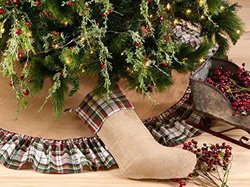 Fennco Styles Inverness Collection Plaid Design Decorative Jute Christmas Stocking -13"x19"