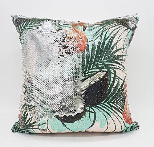Fennco Styles Reversible Flamingo Mermaid Sequin Magic Throw Pillow 16" Square-5 Designs