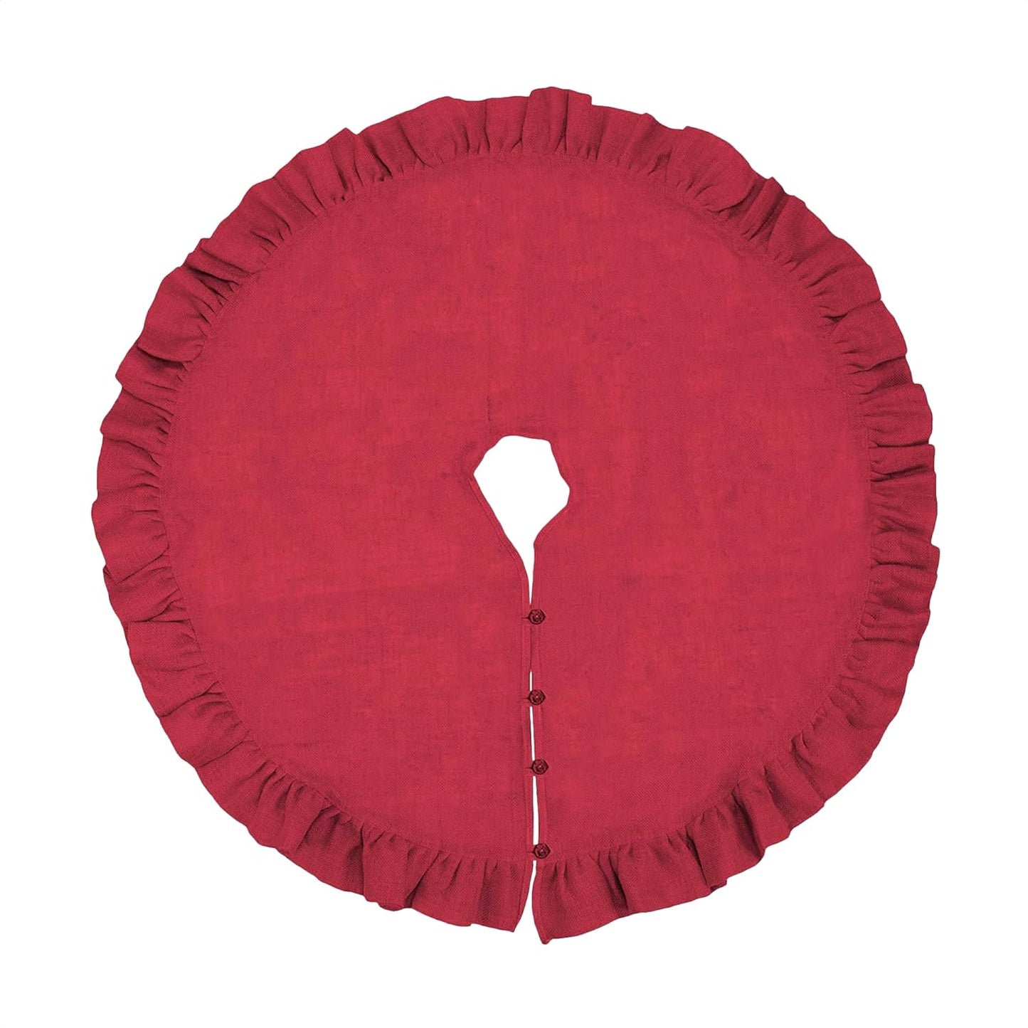 Fennco Styles Holiday Décor Ruffled Jute Christmas Tree Skirt - Natural Burlap Tree Skirt for Home, Office, Outdoor, Winter Holidays and Special Occasions