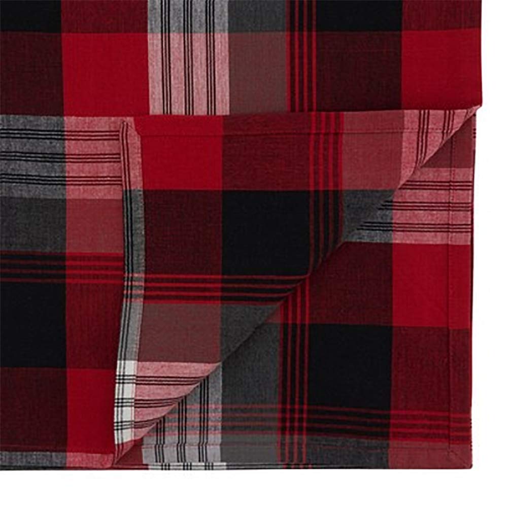 Fennco Styles Classic Rustic Plaid Cotton Table Runner - Red Traditional Plaid Table Cover for Christmas Décor, Home, Banquet, Family Gathering and Special Occasion