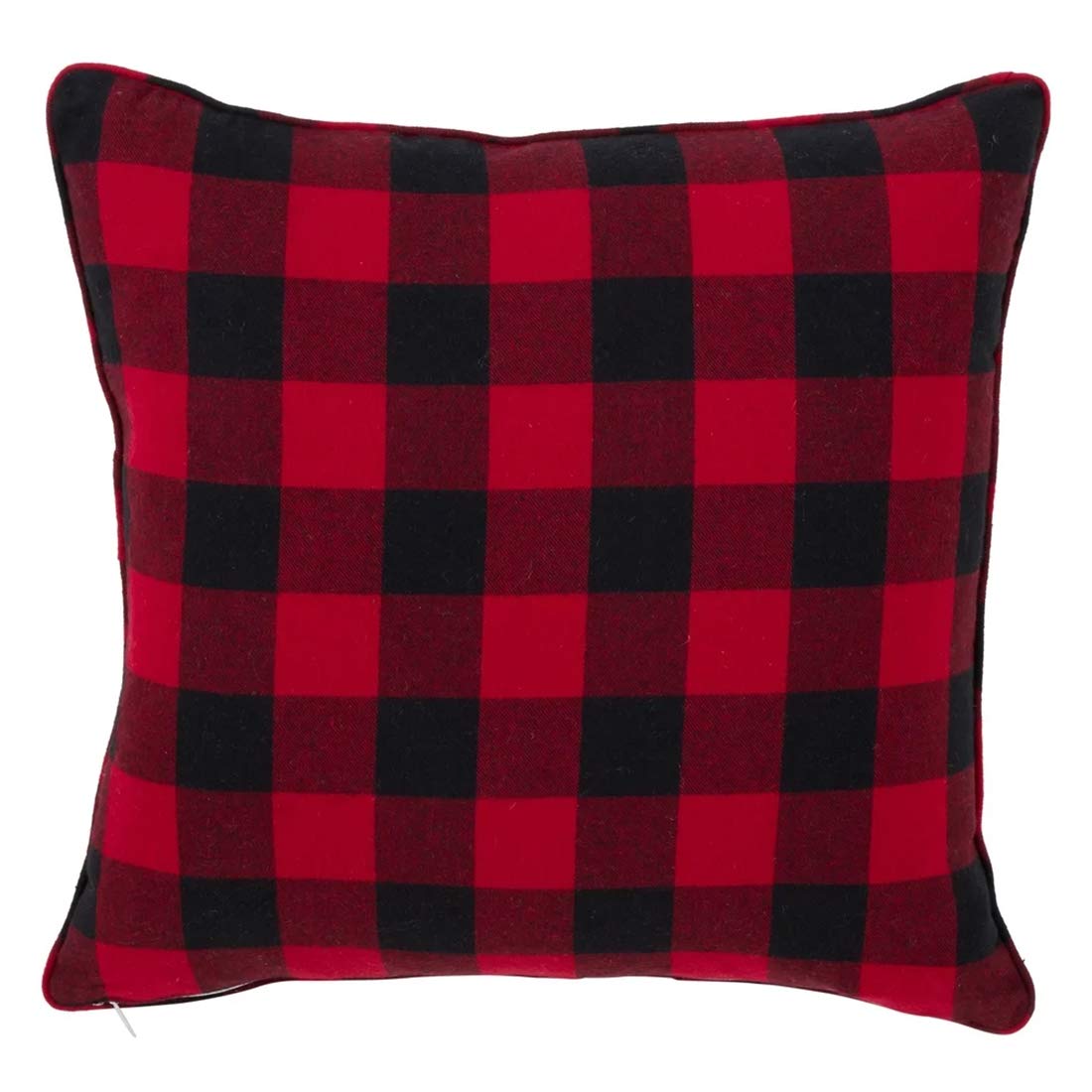 Fennco Styles Buffalo Plaid Snowflake Decorative Throw Pillow with Down Filled Insert 18 x 18 Inch - Red Check Cotton Pillow for Home, Couch, Living Room, Christmas and Holiday Season