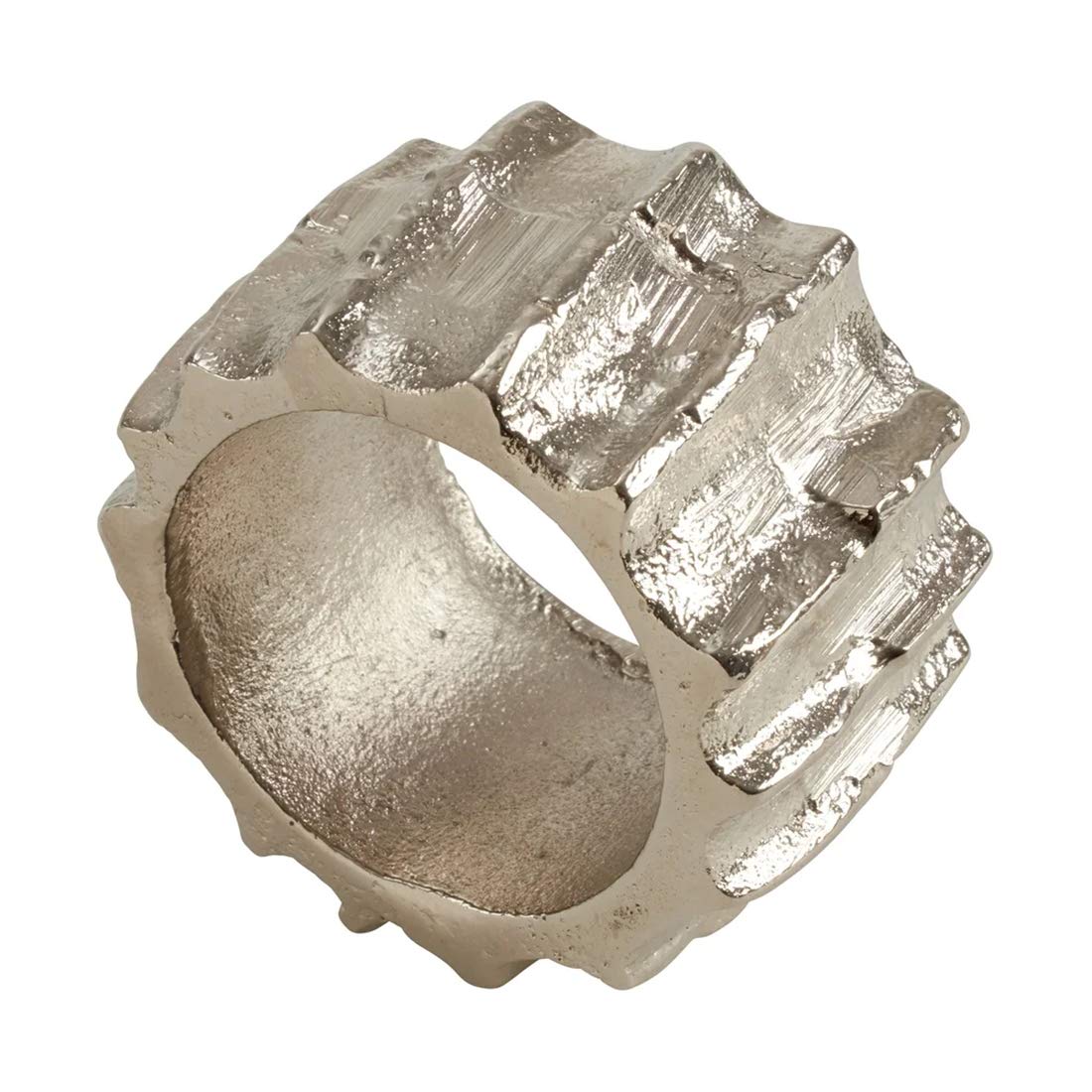 Fennco Styles Contemporary Ribbed Design Metal Napkin Rings, Set of 4 - Aluminum Napkin Holders for Home, Dining Room, Banquet, Family Gathering, Holiday and Special Occasion