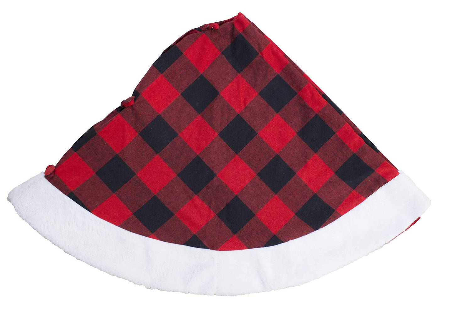Fennco Styles Red & Black Buffalo Plaid Christmas Tree Skirt 53" Round - Holiday Tree Skirt for Home, Christmas Tree, Winter Festivals, Office, School Décor