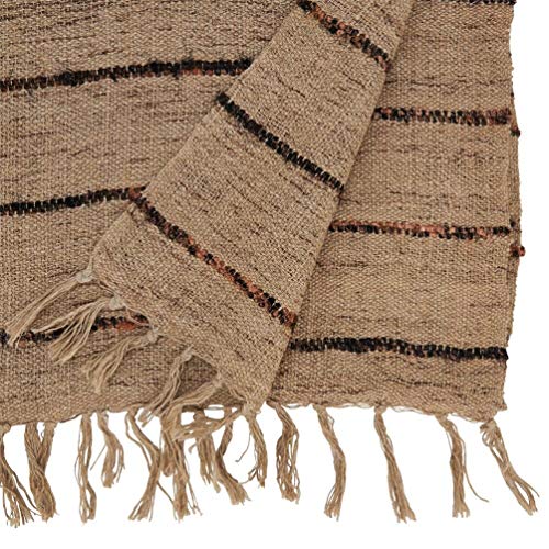 Fennco Styles Homey Striped Cotton Table Runner with Fringe 16" W x 72" L – Natural Table Cover for Home Décor, Dining Table, Banquets, Everyday Use and Special Events