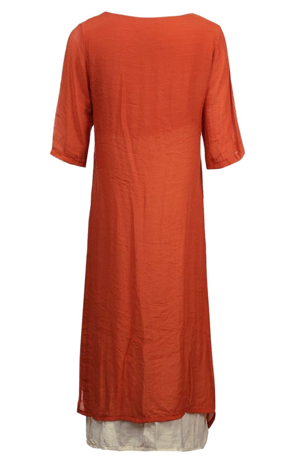 stylesilove Women Girls Short Sleeve Linen-Cotton Loose Long Maxi Dress