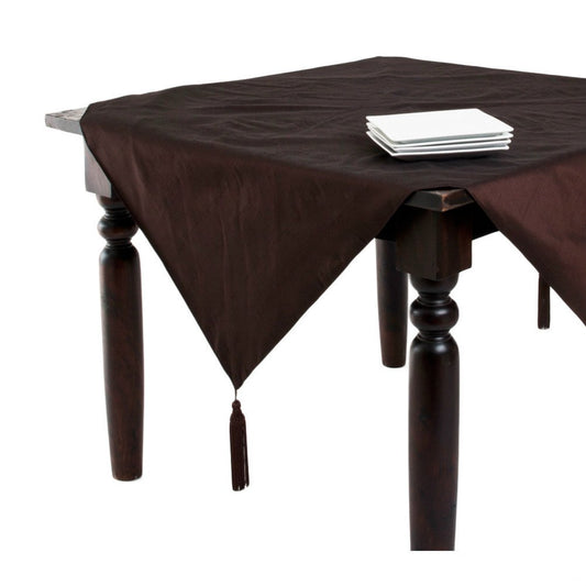 Fennco Styles Hsimplicity Classic Dupioni Elegant Tasseled 54 x 54 Inch Tablecloth - Square Tablecloth for Home Décor, Dining Room, Banquet and Special Events