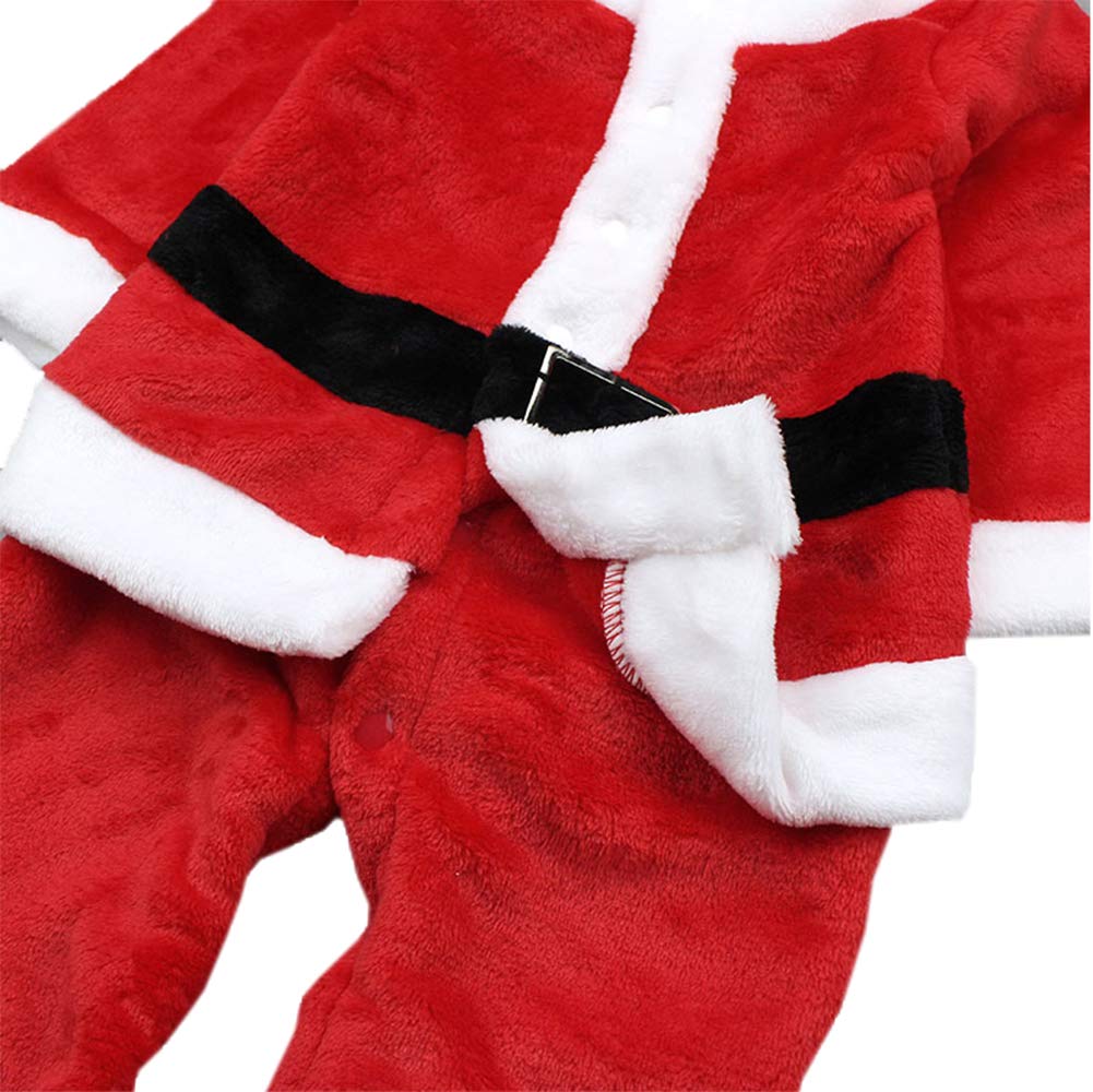 stylesilove Baby Boy Santa Claus Christmas Long Sleeve Fleece Romper with Hat 2pcs Red Winter Holiday Outfit