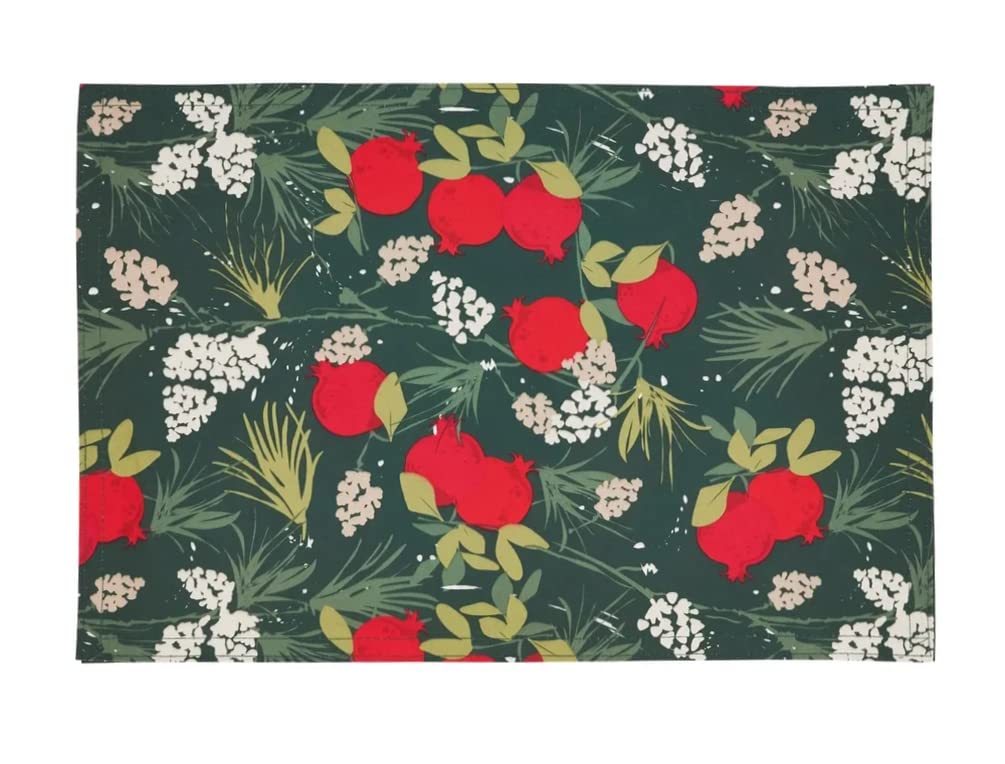 Fennco Styles Pomegranate Design Holiday Table Runner 16" W X 54" L - Red & Green Harvest Table Cover for Christmas, Seasonal Décor, Banquet, Family Gathering and Special Events