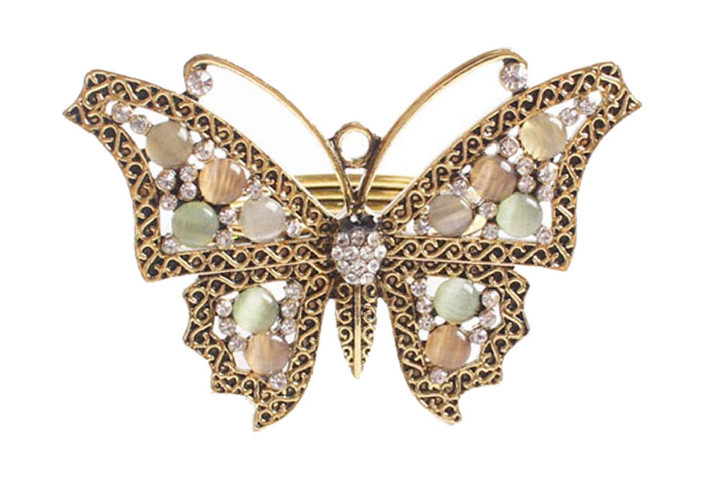 Fennco Styles Decorative Bejeweled Design Butterfly Metal Napkin Rings, Set of 4 - Silver Napkin Rings for Family Dinner, Theme Party, Wedding, Special Event and Home Décor