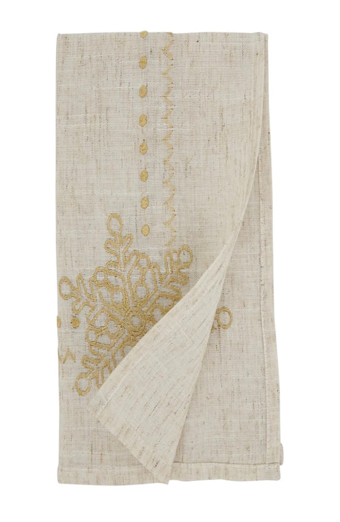 Fennco Styles Metallic Gold Embroidered Snowflake Christmas Table Runner 16" W x 72" L